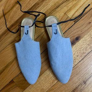 jents ankle tie denim style flats size 6